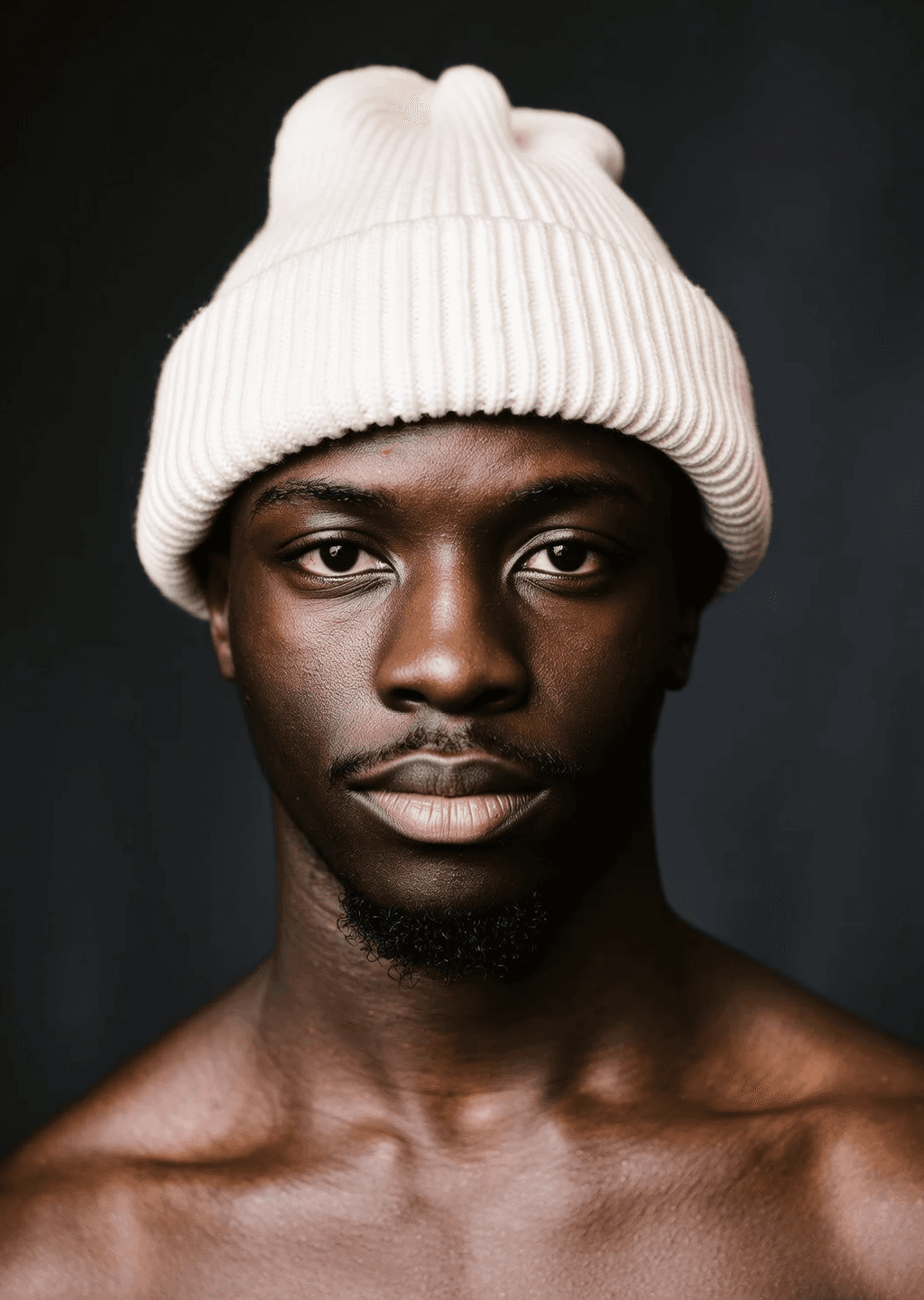 Model wearing the AXO Harmattan Cuff Beanie in bone